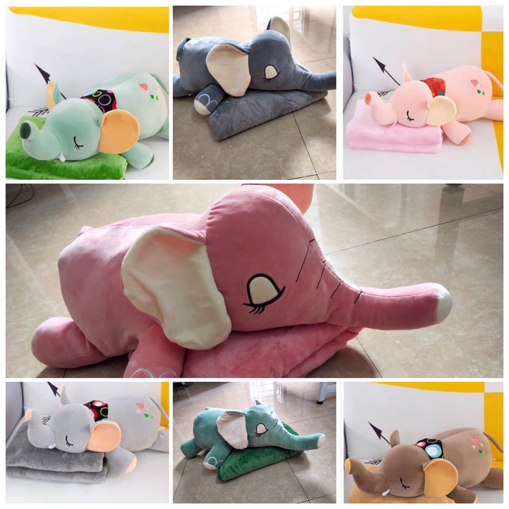 Bộ chăn gối siêu tiện ích Voi xinh Fhome