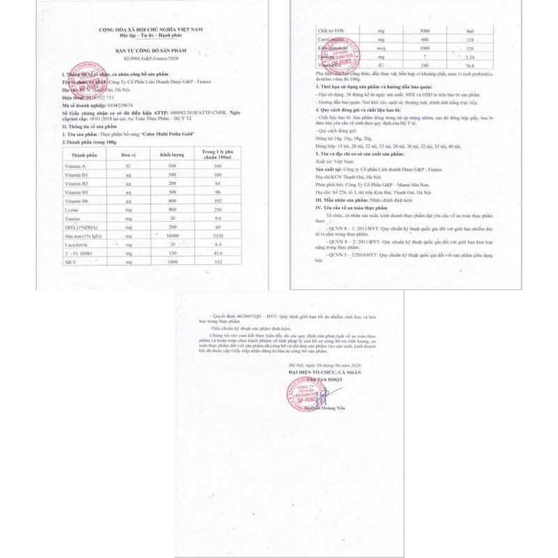 Mama sữa non Colos Multi Pedia Gold 28 gói *16g