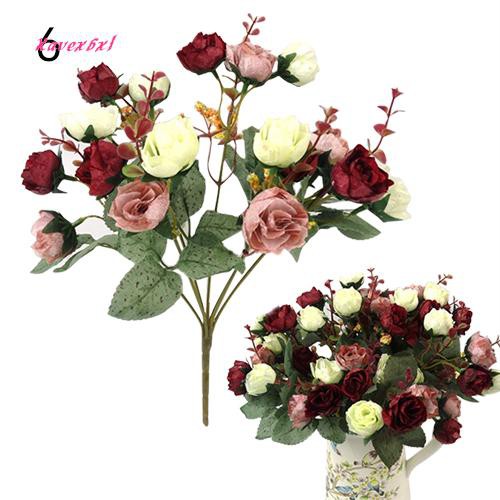 1 Bó 21 Bông Hoa Hồng Lụa Nhiều Màu