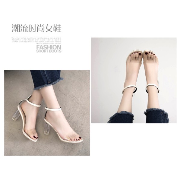 Phiên bản Hàn Quốc mới – Sandal cao gót pha lê trong suốt – 3 màu không thể nữ tính hơn!