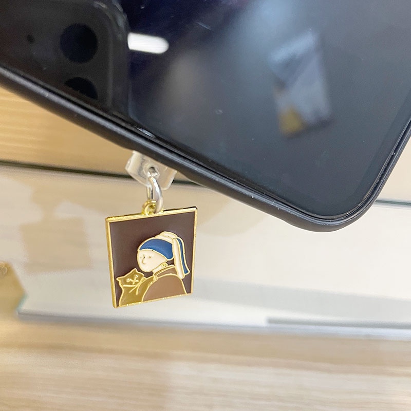 Phích Cắm Chống Bụi Hình Tượng Tranh Sơn Dầu Cho Điện Thoại Di Động