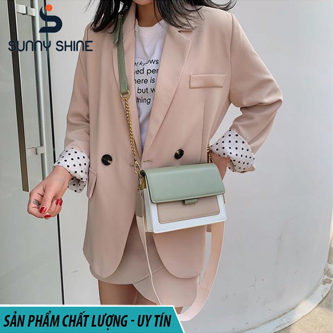 Túi đeo chéo nữ màu vintage phong cách Hàn Quốc, size 19,5, da PU cao cấp T185 | BigBuy360 - bigbuy360.vn