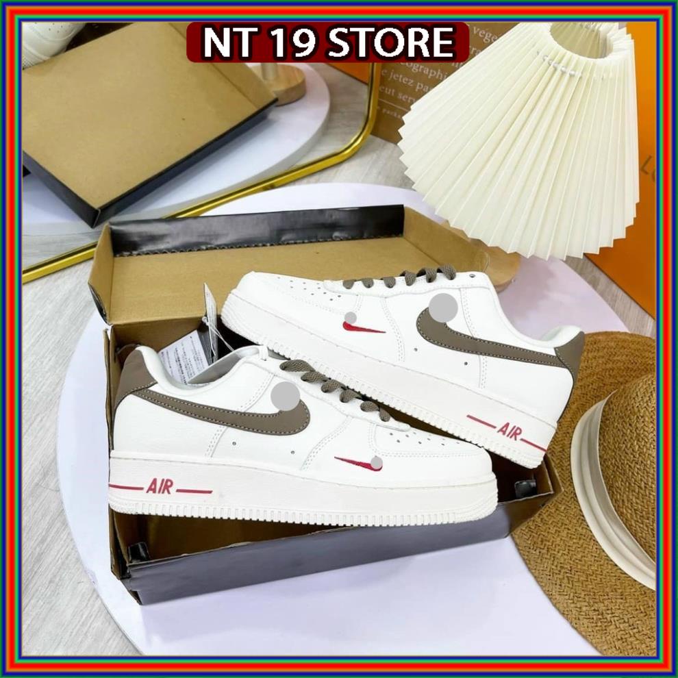 Giày thể thao nike_AF1 vệt nâu, Giày sneaker air force 1 low premium white brown nam nữ cực chất dễ phối đồ 2022