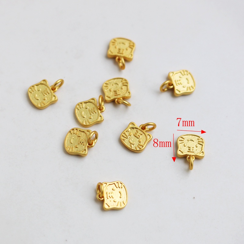 Mặt Dây Chuyền/Vòng Tay/Dây Chuyền Hai Mặt Hình Hổ Hai Mặt Mạ Vàng Nhám 18k diy