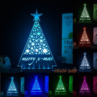 Đèn ngủ led 3d PAVITA hình cây thông, quà tặng noel độc đáo, ý nghĩa cho bạn gái, bạn trai, đèn trang trí đẹp