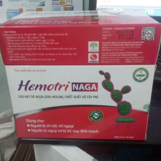 HEMOTRI NAGA - Giúp phòng ngừa cải thiện các triệu chứng của trĩ, tăng bền vững thành mạch (30 viên)