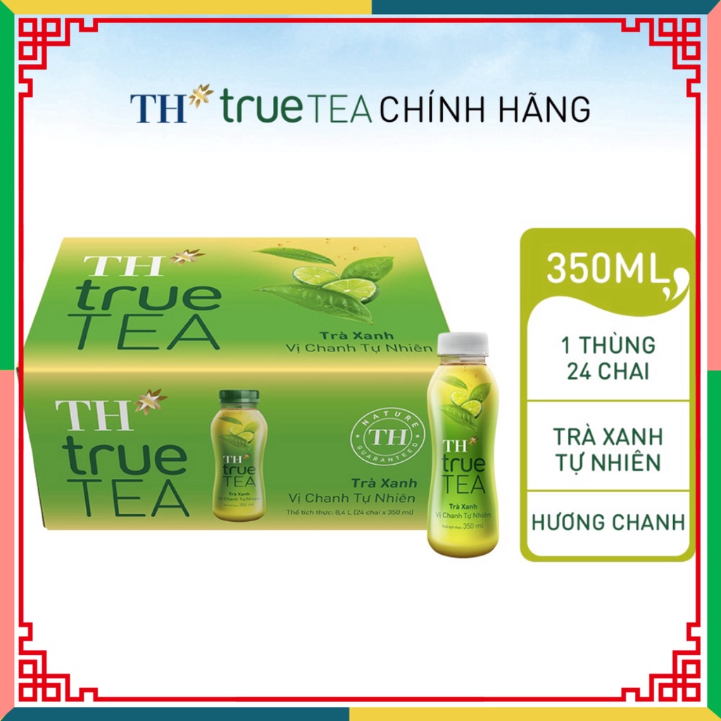 Thùng 24 chai trà xanh vị chanh ngẫu nhiên TH True Tea 350ml