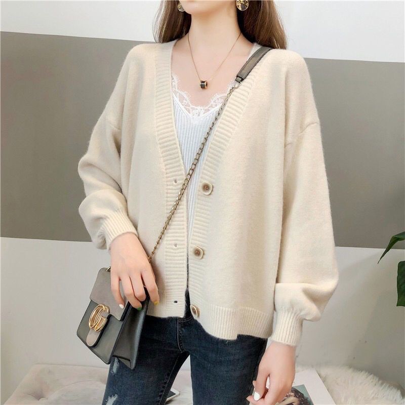 [Có sẵn] Áo cardigan sợi dệt chất đẹp, áo len mỏng bo ống tay, cổ V nhiều màu hàn quốc dành cho nữ - shopbelinh