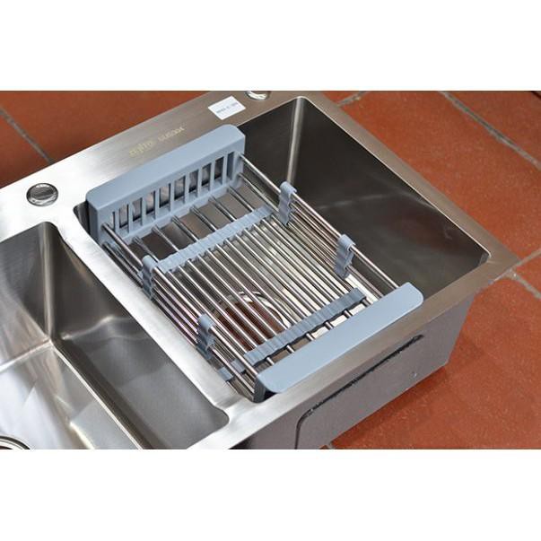 KHAY INOX GẤP GỌN BỒN RỬA THÔNG MINH ĐỂ BỒN RỬA BÁT, CHÉN