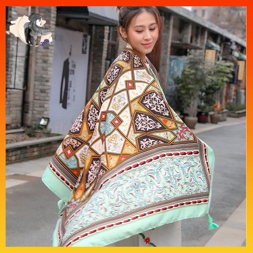 Khăn choàng boho đi biển họa tiết thổ cẩm dày đẹp nhiều họa tiết phù hợp che nắng chụp hình Claura Beauty
