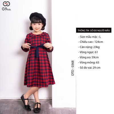 Váy bé tay dài 0368 G9moza với chất liệu kate
