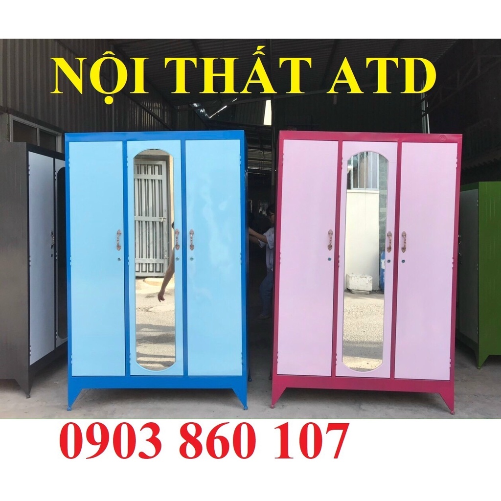 Tủ sắt đựng quần áo lớn 3 cánh - tủ sắt quần áo 3 cánh lớn hcm bình dương