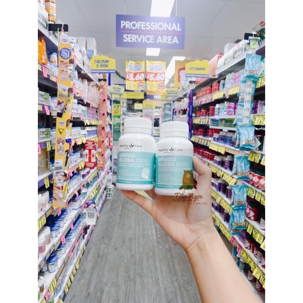 Bổ Não Ginkgo Biloba 2000 mg của Healthy Care_100v