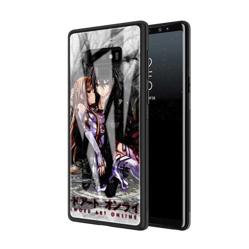 Ốp Lưng Kính Cường Lực In Hình Sword Art Online Cho Samsung Note 8 9 10 S7 Edge S8 S9 S10 S20 Ultra Lite Plus