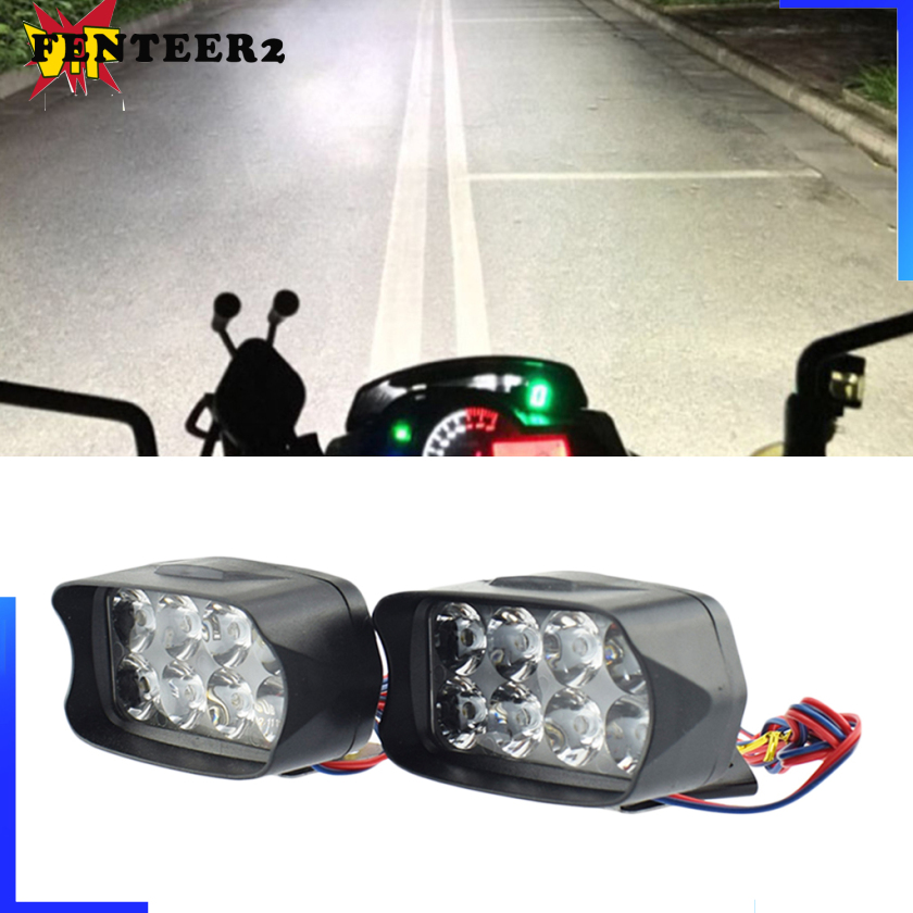 (Fenteer2 3c) Đèn Pha 6500k 8 Led 12v Cho Xe Máy