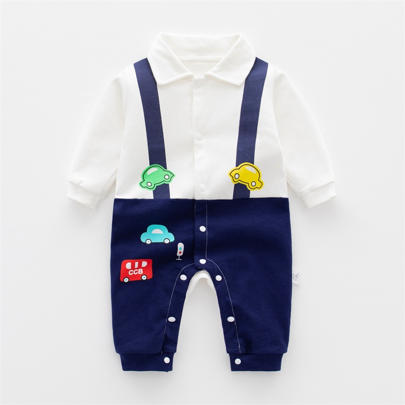 Bộ Áo Liền Quần Bằng Cotton Trơn Tay Dài Dành Cho Bé Trai 3 Tháng 1200