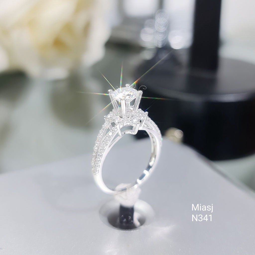 Nhẫn nữ bạc Ý S925 MiASJ nạm đá lấp lánh sang trọng N341