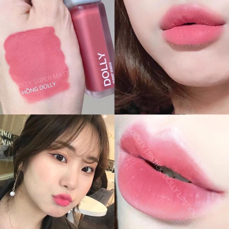 Son kem lì Màu "HỒNG DOLY" DOLLY SUPER MATTE chính hãng không chì, MUA 1 TẶNG 1