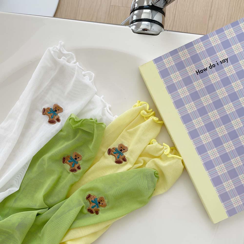 Mocho Vớ Harajuku Nhún Bèo Màu Trơn Họa Tiết Gấu Dễ Thương Mùa Hè Cho Nữ