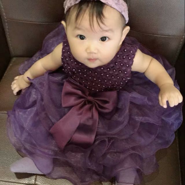 Trúc Helen. Váy ren phối voon màu tím cho bé y. Nhận hàng Kiểm hàng trước khi Thanh toán