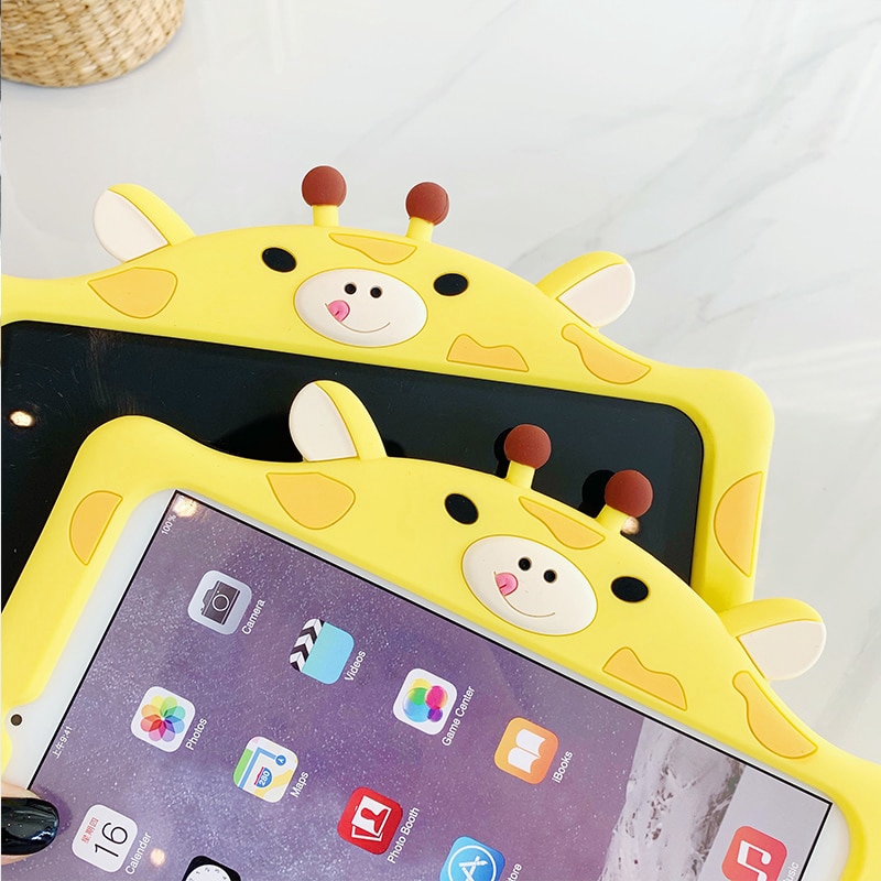 ốp iPad 9.7 2017 2018 Cartoon silicone stand case cover ipadair air 2 ipad3 4 cute Deer holder protector