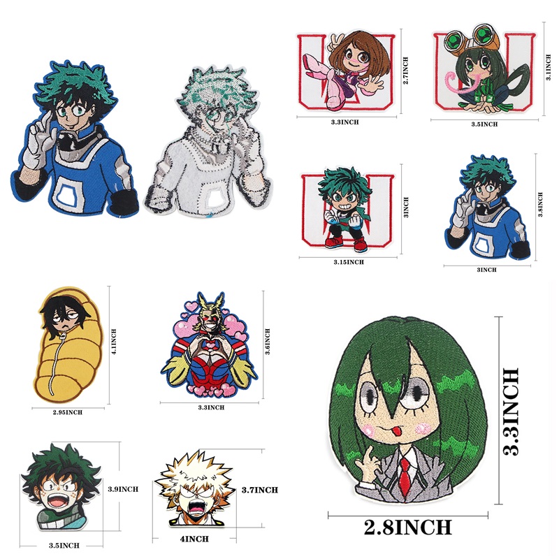 Miếng dán quần áo dạng ủi thêu hình nhân vật anime My Hero Academia đáng yêu
