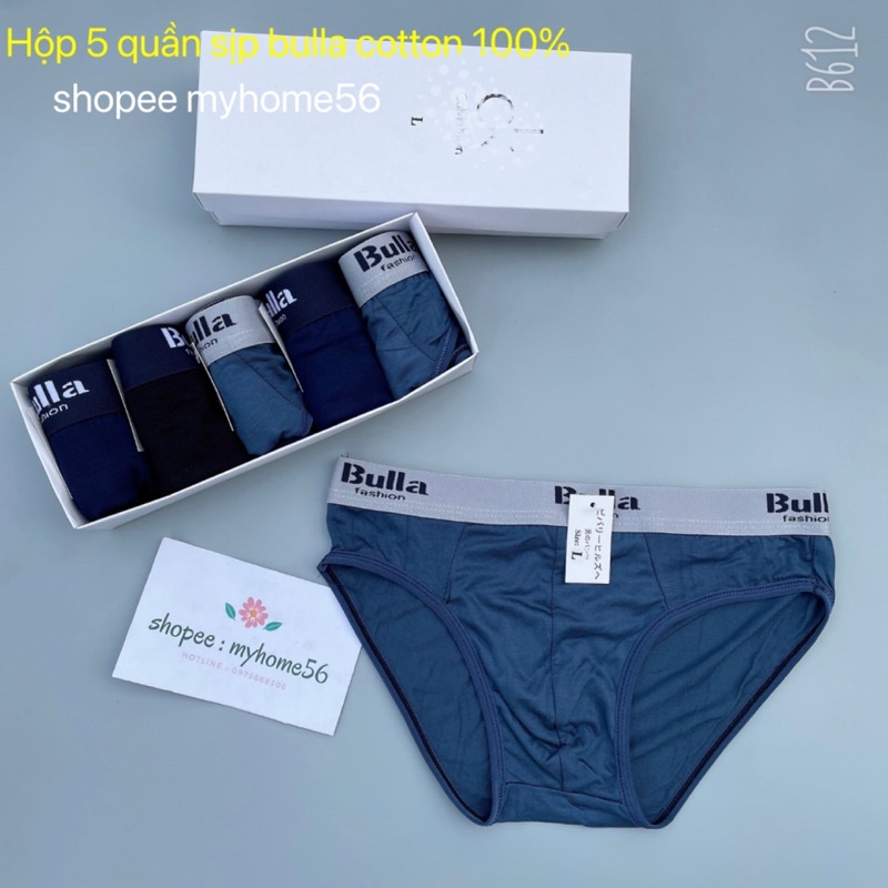 Hộp 5 quần sịp Chéo bulla vải cotton 100%