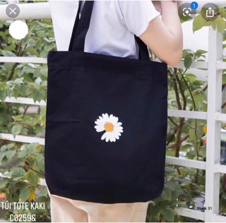 Túi tote vải hoa cúc - C