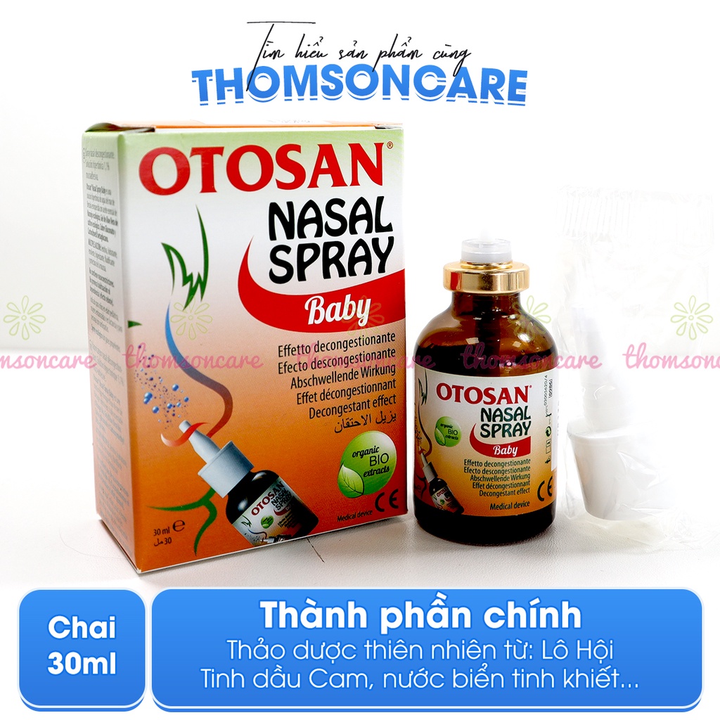 Xịt mũi Otosan - Từ Lô hội Keo ong giúp giảm mũi dị ứng, xoang, làm sạch khoang mũi thông mũi cho bé - Lọ 30ml