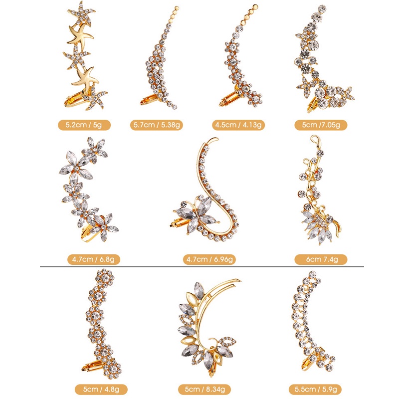 Khuyên Kẹp Vành Tai Đính Đá Pha Lê Phong Cách Bohemian Dành Cho Nữ