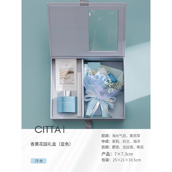 Set Hộp Quà Tặng Tinh Dầu Khuyếch Tán Citta và Hoa Lụa  - Quà Tặng Sinh Nhật, Quà Giáng Sinh,Lễ Tình Nhân