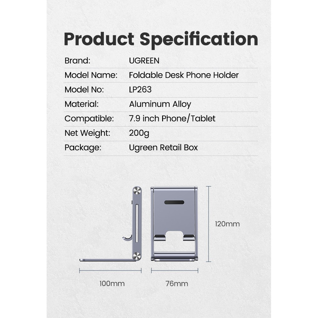 Giá đỡ điện thoại Ugreen để bàn bằng nhôm thích hợp cho iphone 11 pro max xr