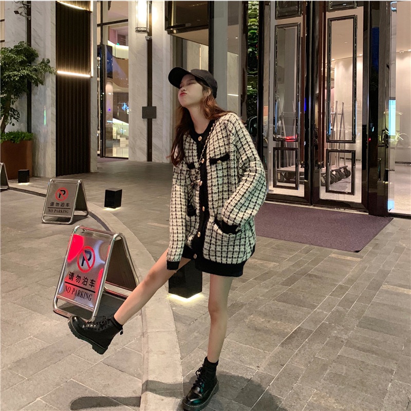 Áo khoác nhung tăm cao cấp họa tiết ziczac  hạt gạo caro màu đen trắng phong cách hàn quốc vintage ulzzang AC2 | BigBuy360 - bigbuy360.vn