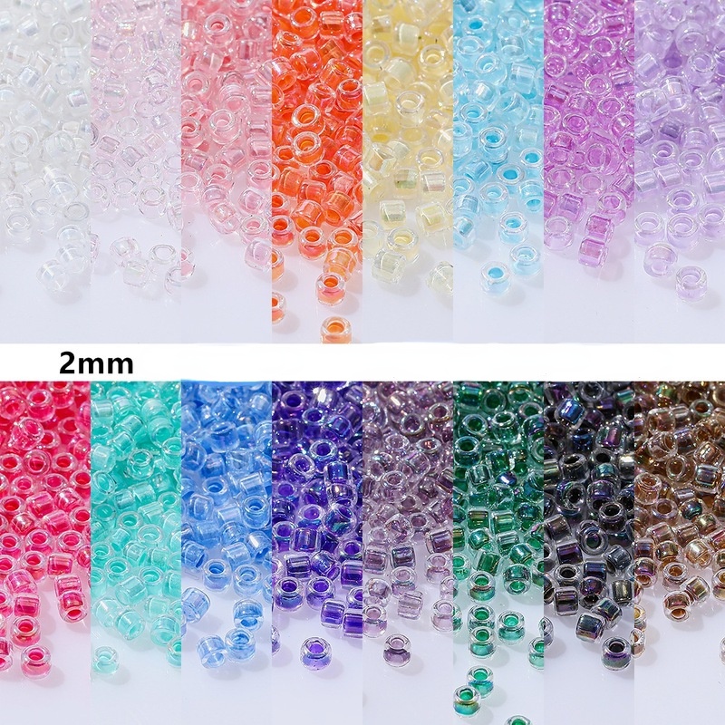 Set 700 Hạt Xỏ Lỗ 2mm Nhiều Màu Làm Bông Tai Diy