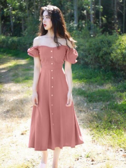 Cati midi dress tay bồng