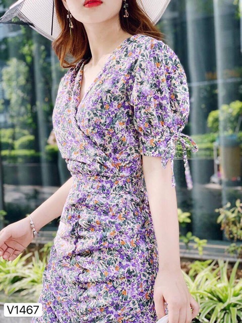 💥FREE SHIP💥Đầm Hoa Nhí Cổ Chéo Nhún Thun⚡️ | BigBuy360 - bigbuy360.vn