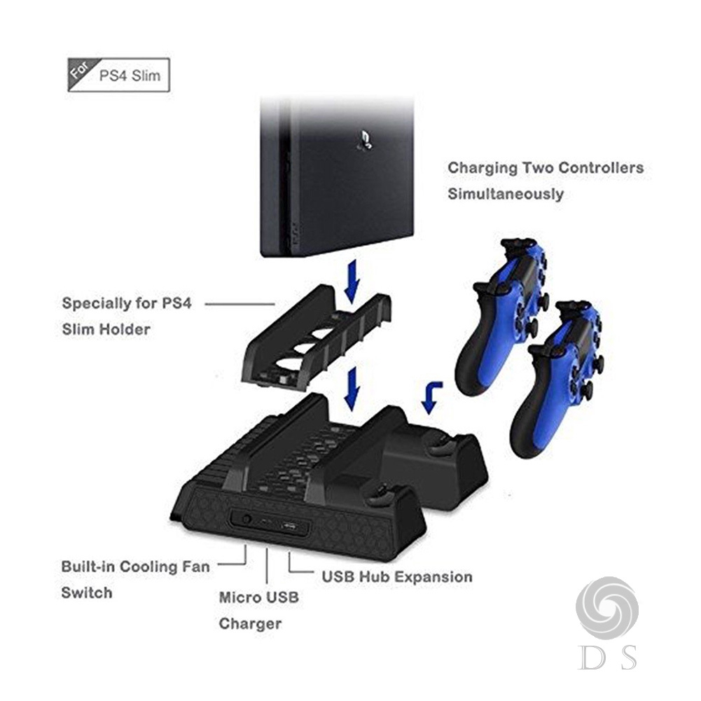 Đế Tản Nhiệt Kiêm Sạc Cho Tay Cầm Chơi Game Ps4 / Ps4 Slim / Ps4 Pro