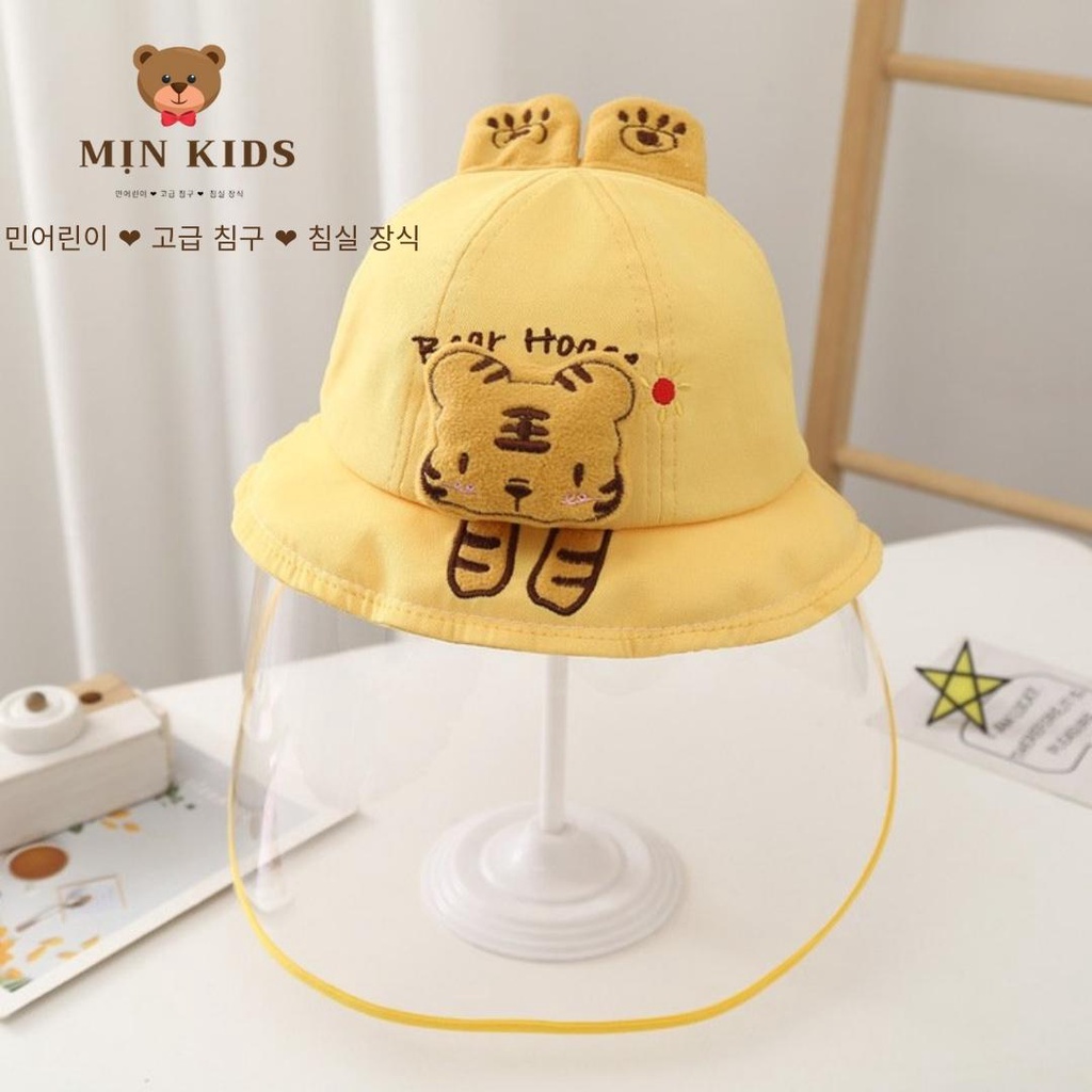 Mũ chống giọt bắn cho bé, chống dịch, chống nắng, Mũ MỊN KIDS sử dụng tấm chắn có thể tháo dời tiện lợi