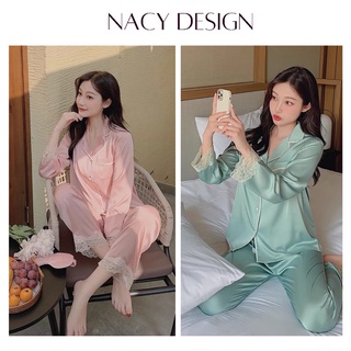 Bộ ngủ dài tay, bộ ngủ lụa cao cấp ⚡️FREE SHIP⚡️ Bộ lụa ( DT01)