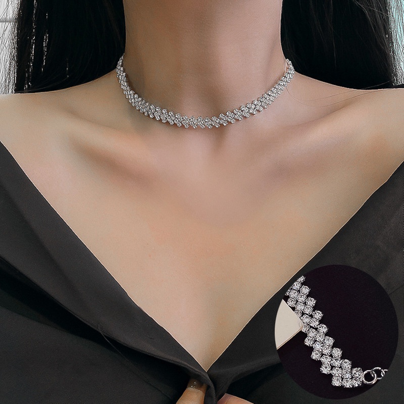 WX high-quality good things temperament ladies full diamond choker collar cool fashion collarbone chain women personality all-match trend short necklace