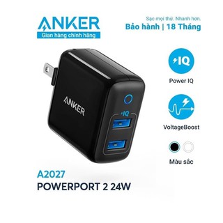 [Cóc Anker-A2027]-Cốc Sạc 2 Cổng Anker PowerPort II 24W