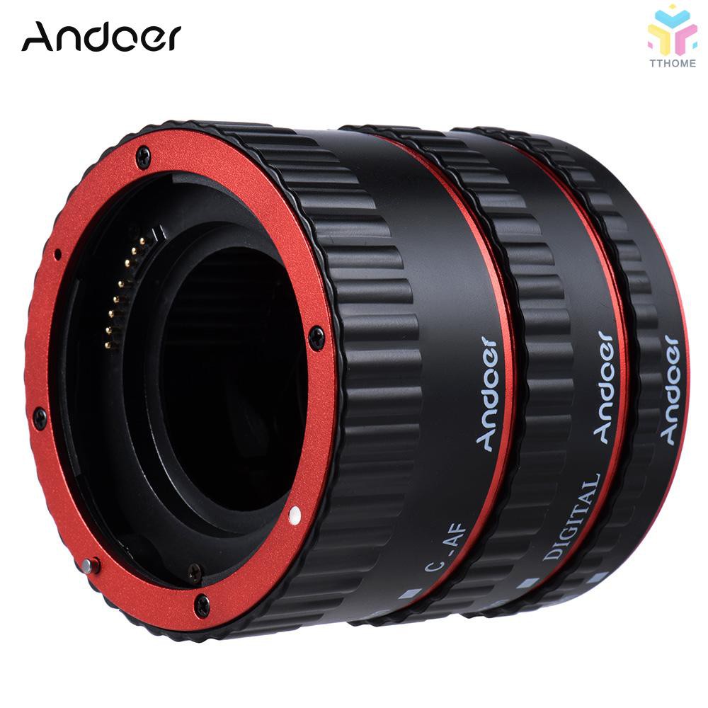 T&T Andoer Colorful Metal TTL Auto Focus AF Macro Extension Tube Ring for Canon EOS EF EF-S 60D 7D 5D II 550D Red