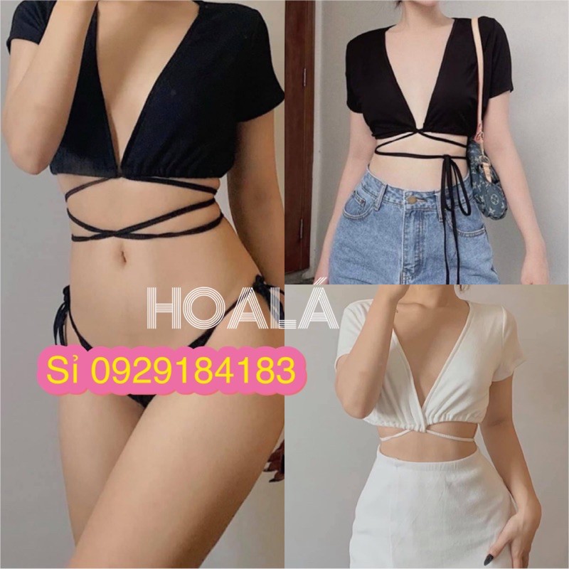 Áo Đắp Chéo Cột Dây Cá Tính - Áo Phối Bikini Gợi Cảm