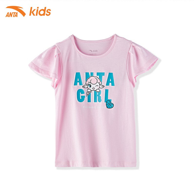 Áo phông bé gái Anta Kids W362129156-1, chất cotton co giãn 4 chiều, mềm mại, thoáng mát