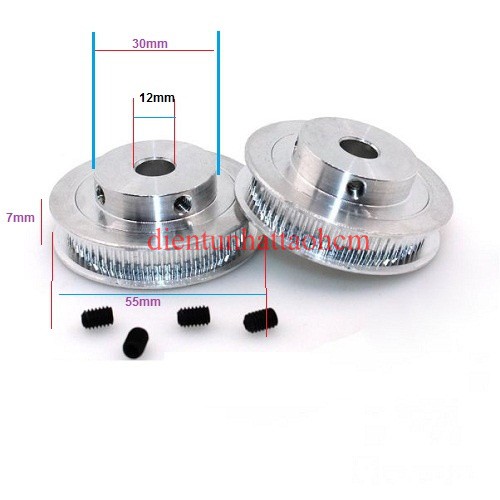 PULLEY BÁNH RĂNG NHÔM 80GT12 80 RĂNG-2GT-12MM