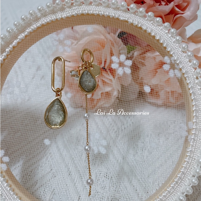 Bông tai nữ dáng dài thiết kế mới lạ, Khuyên tai bạc 925 Hàn Quốc Lại La