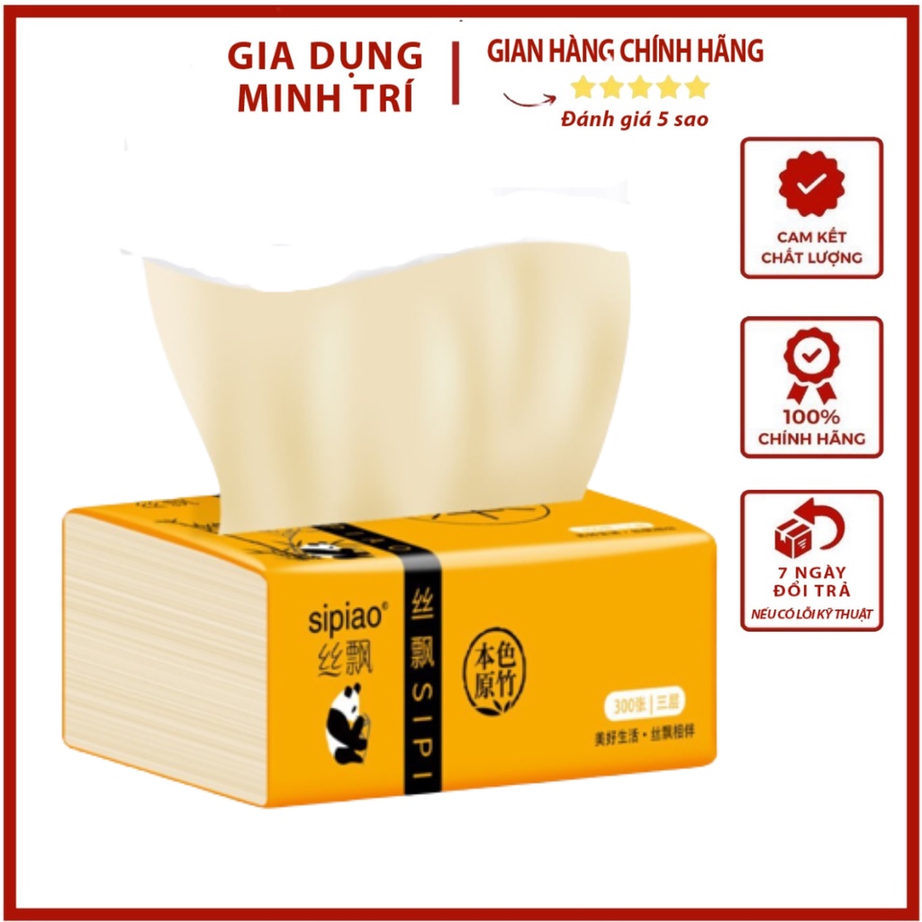 Giấy Ăn Gấu Trúc Sipiao - Nội Địa Trung 300 tờ*3lớp