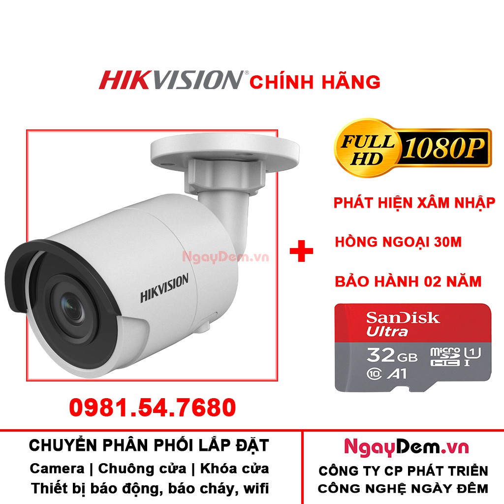 Camera Trụ IP Hồng Ngoại Hikvision 4MP DS-2CD2043G0-I FULL HD Phân Giải Cao  - Chính Hãng- Bảo Hành 24 tháng