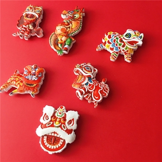 Miếng Dán Trang Trí Tủ Lạnh Hình Hoạt Hình Ba Chiều Bằng Nhựa Resin Phong Cách Trung Quốc Độc Đáo