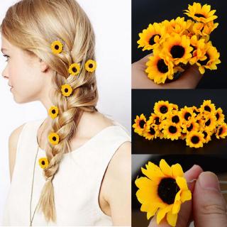 10pcs Boho Daisy Wedding Hair Clips Yellow Flowers Hairpins Sunflower Hair Accessories